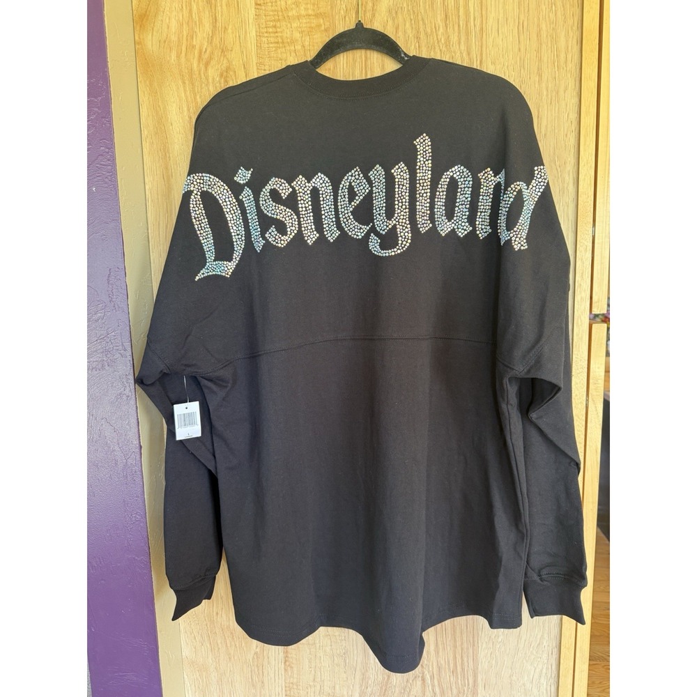 Disneyland Black Spirit Jersey Rhinestone Logo Disney Parks Oversized LARGE NWT
